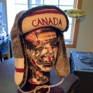 Knit CANADA ear flap hat